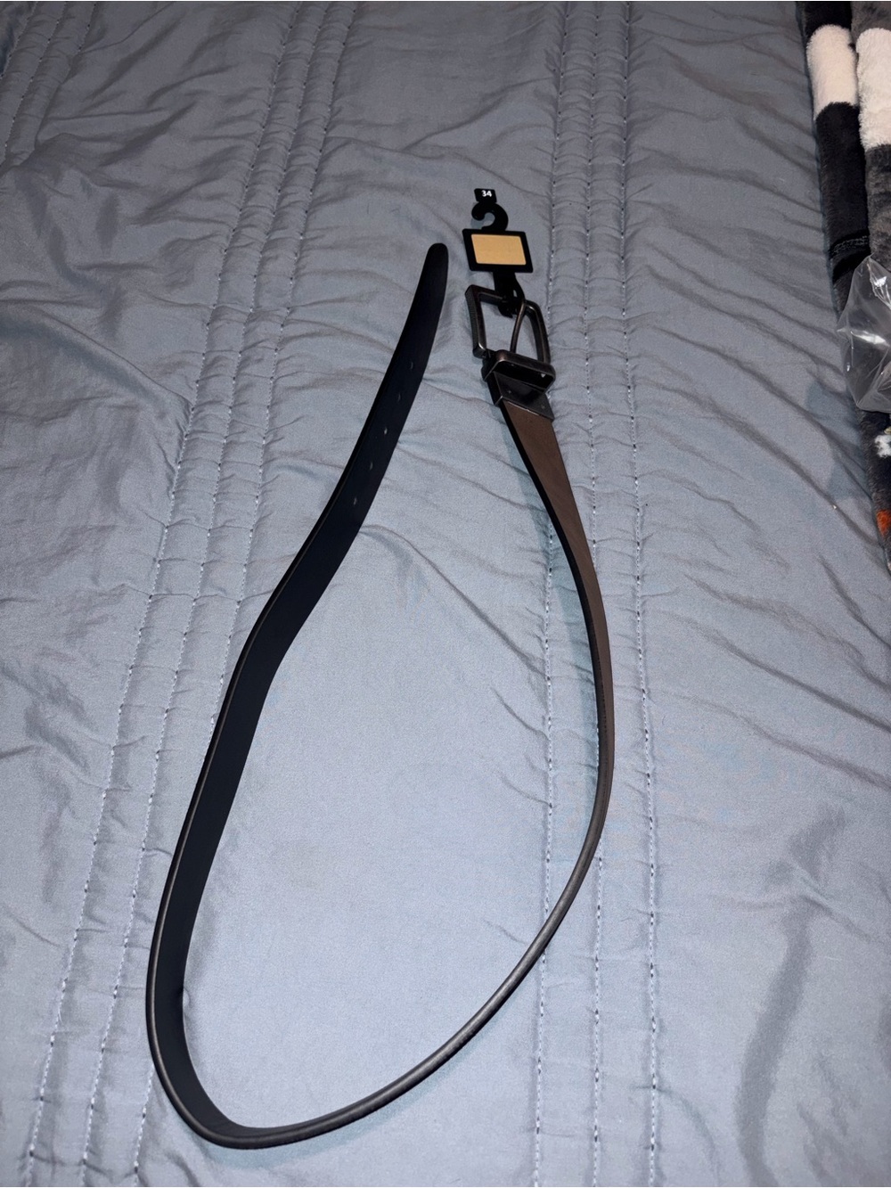 Men's buckle 34 reversible Black Leather Belt Strap with Silver Hardware